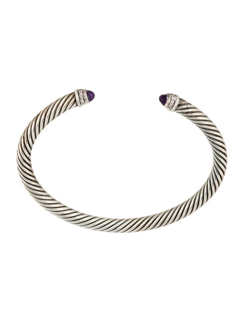 David Yurman Amethyst & Diamond Classic Cable Cuff Bracelet