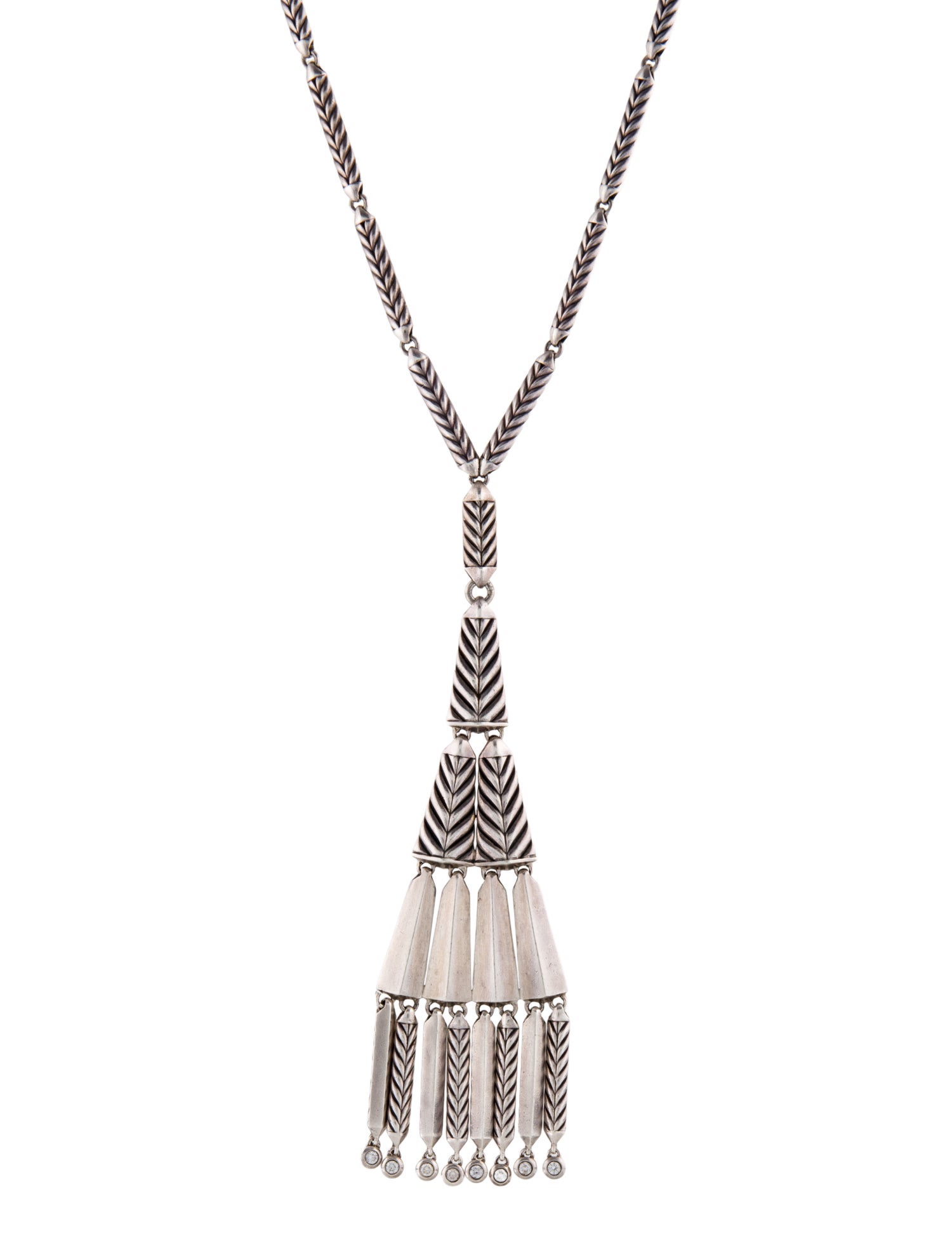 David Yurman Diamond Stax Fringe Lavalier Necklace