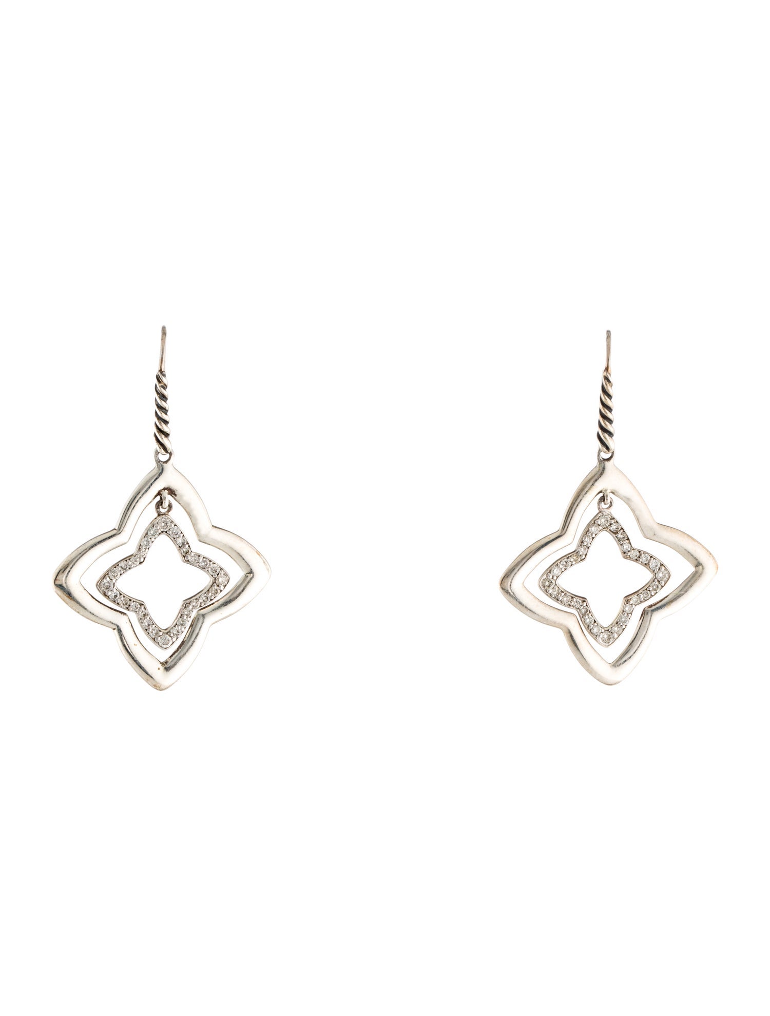 David Yurman Diamond Quatrefoil Drop Earrings
