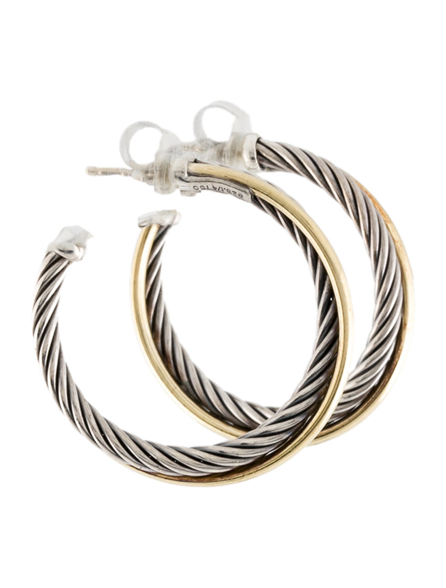 David Yurman Two-Tone Crossover Hoop Earrings