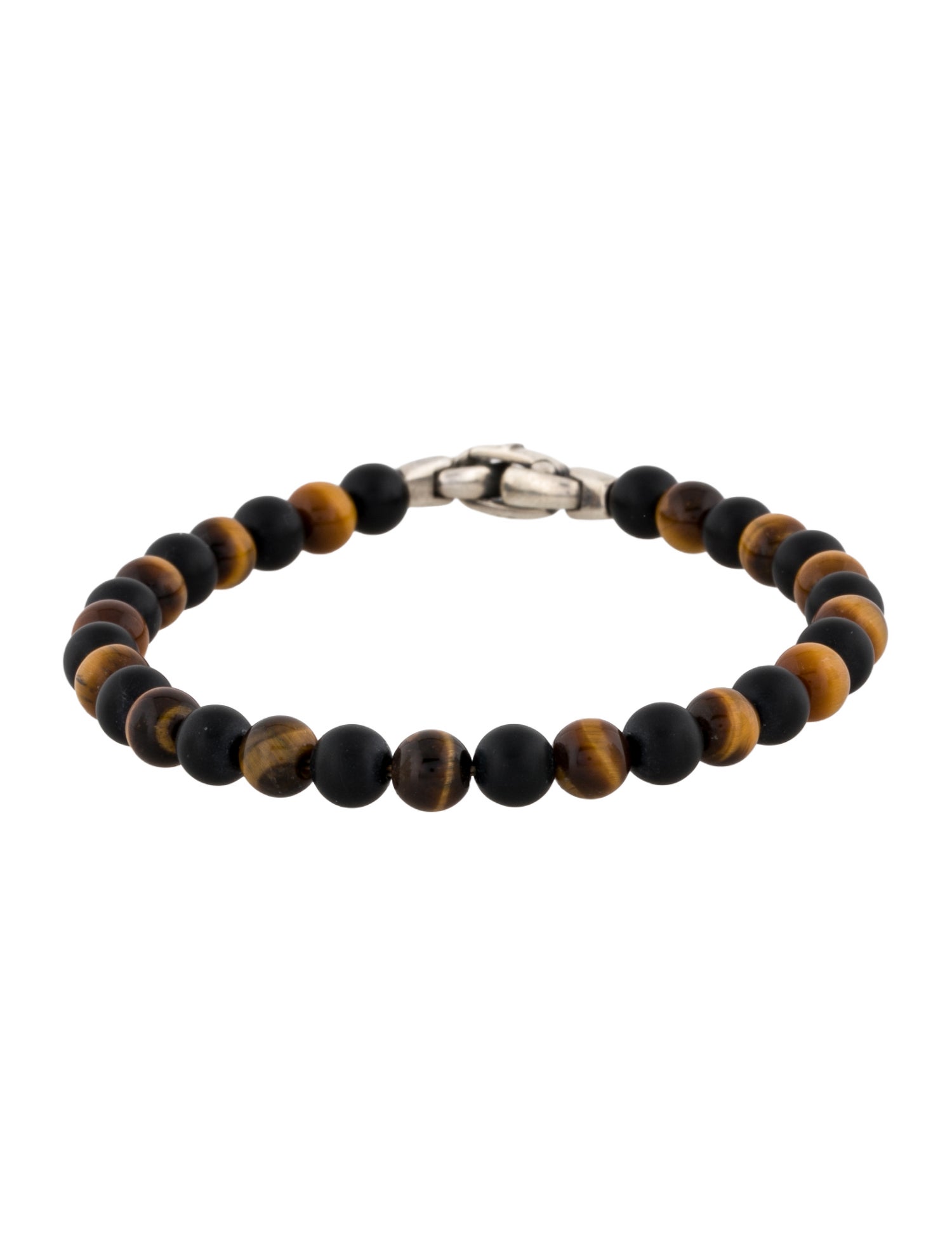 David Yurman Tiger's Eye Quartz & Onyx Spiritual Beads Bracelet
