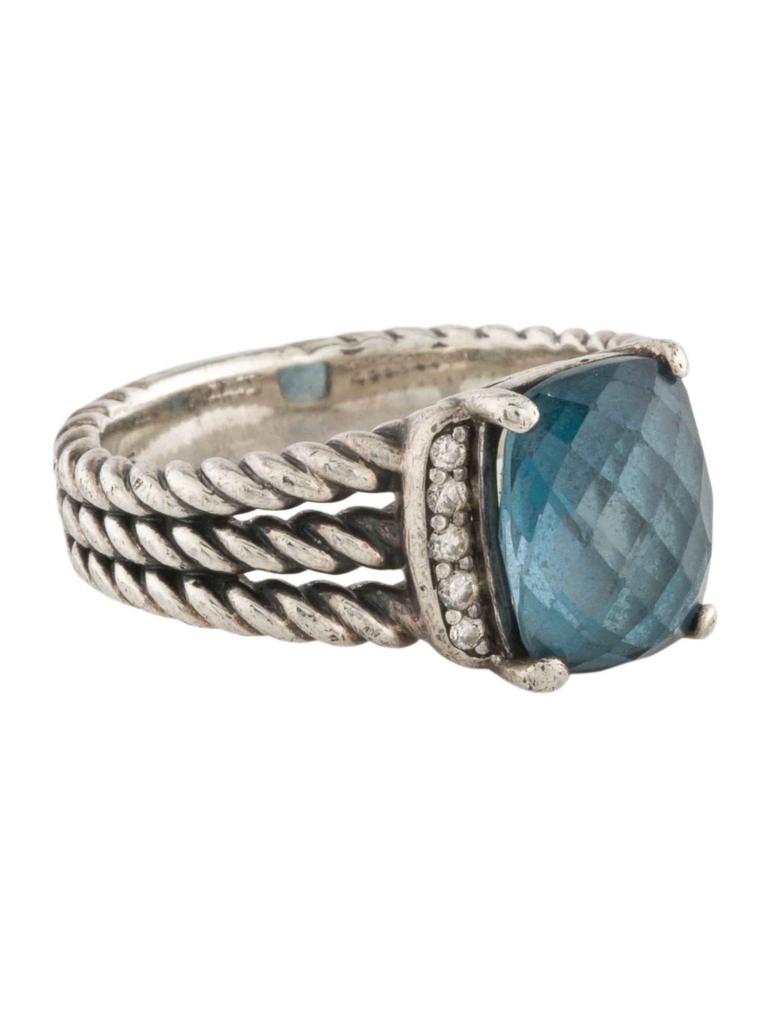 David Yurman Topaz & Diamond Petite Wheaton Ring