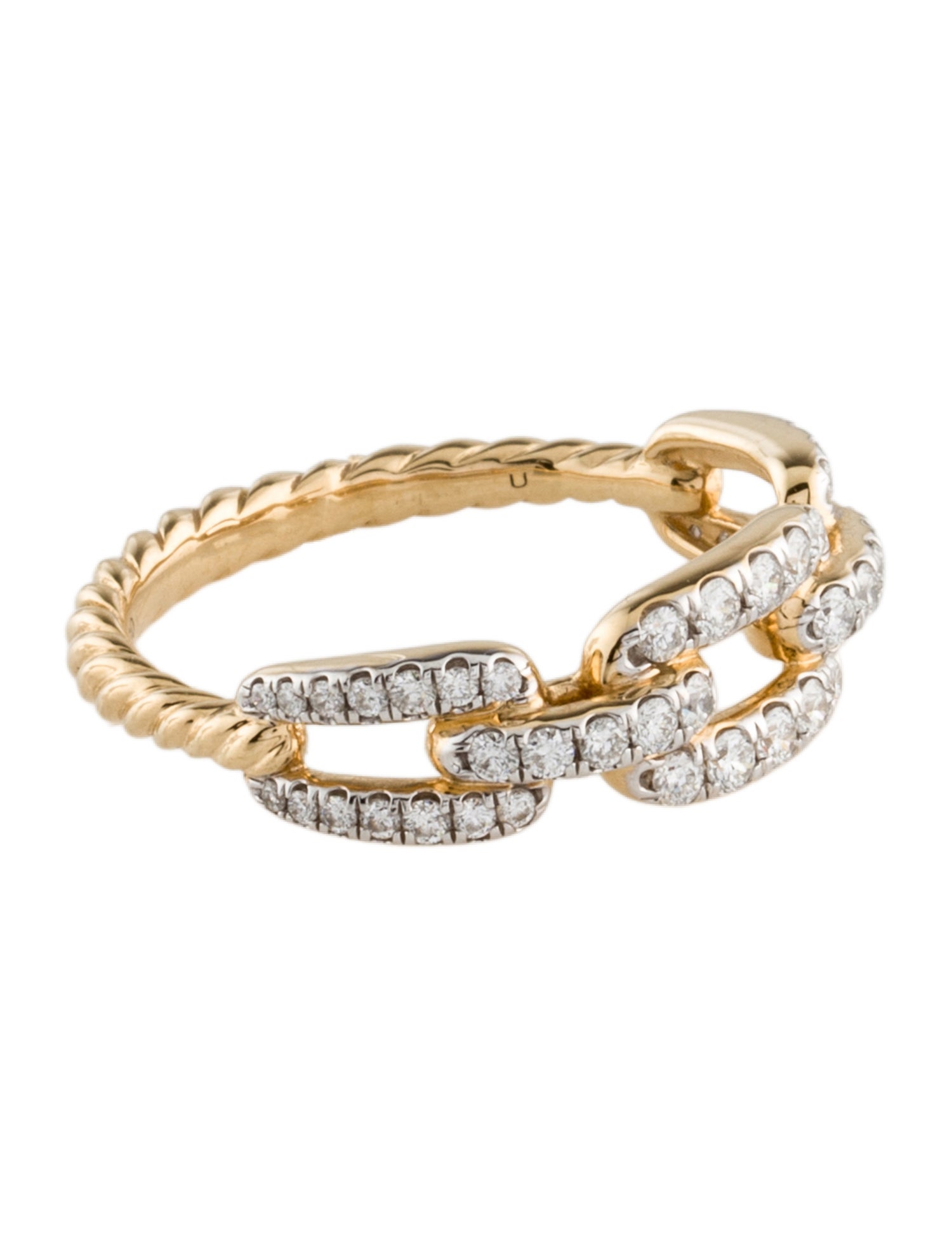 David Yurman 18K Diamond Stax Chain Link Ring
