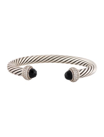 David Yurman Onyx & Diamond Cable Cuff Bracelet