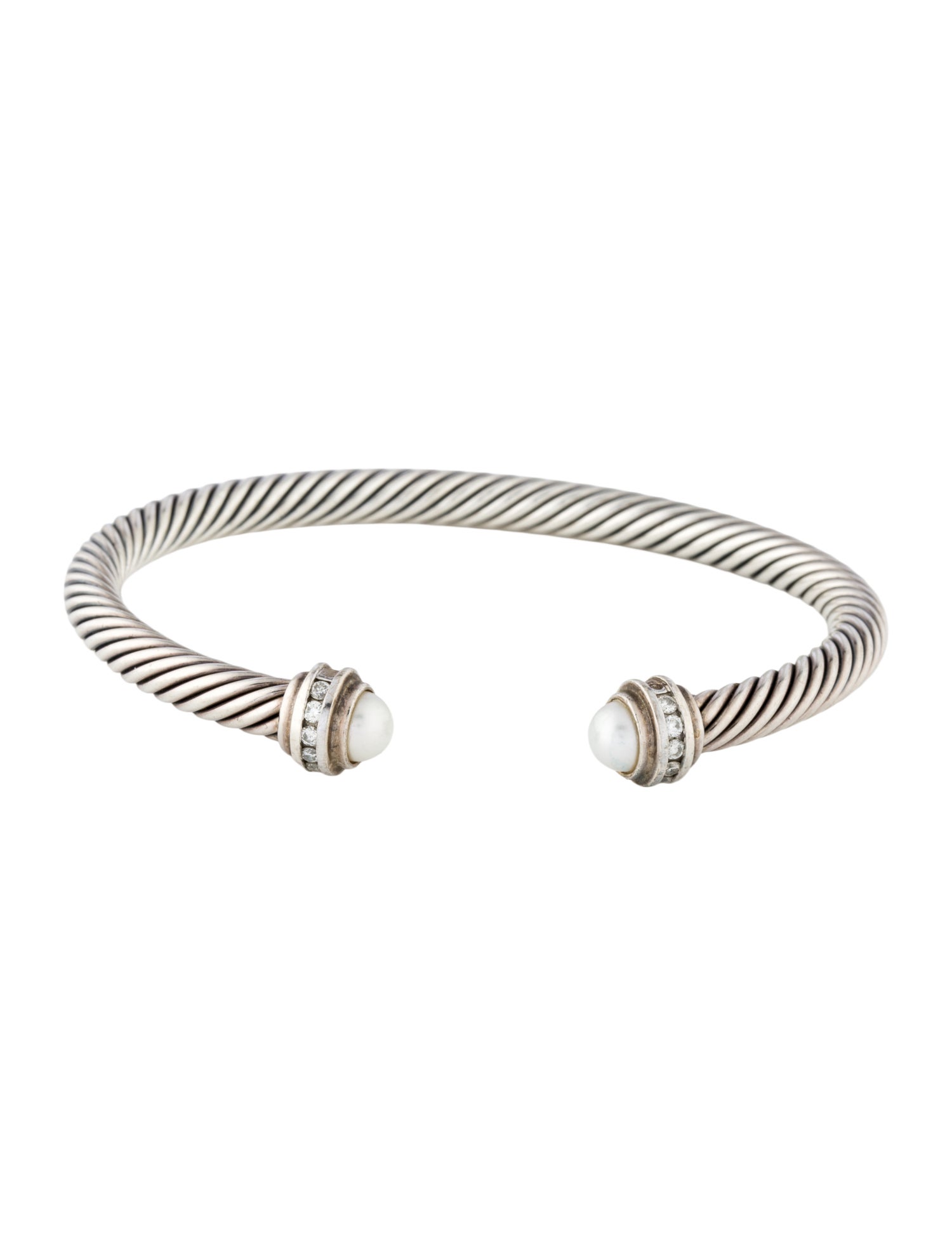David Yurman Pearl & Diamond Classic Cable Bracelet
