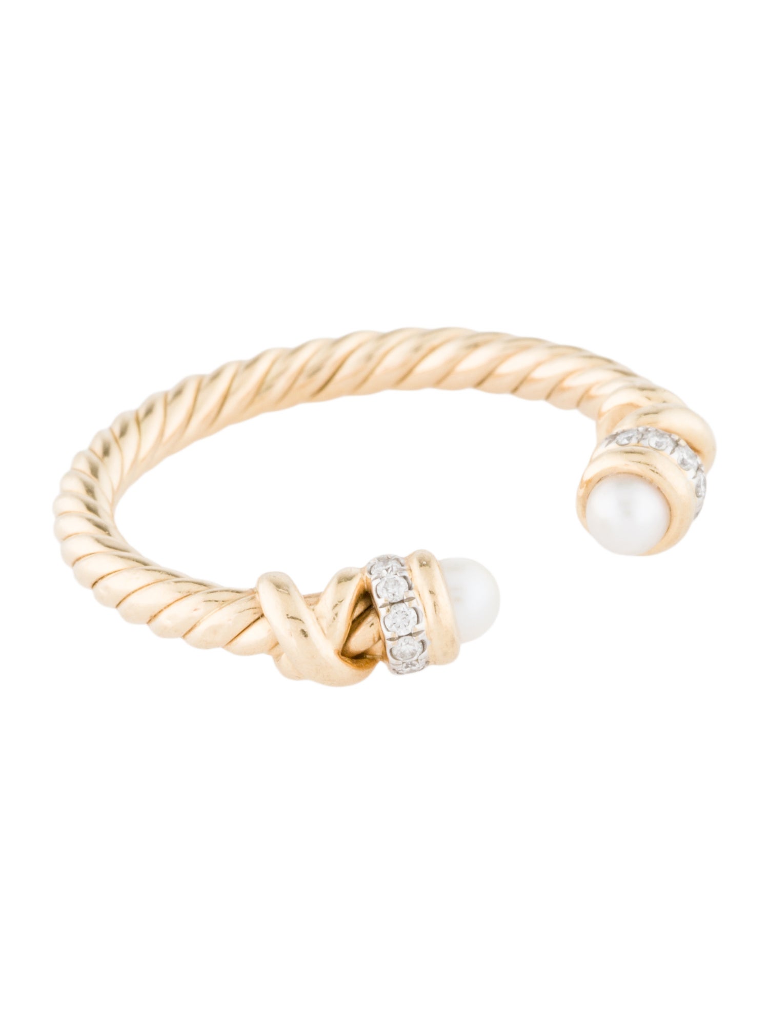 David Yurman 18K Pearl & Diamond Petite Helena Ring
