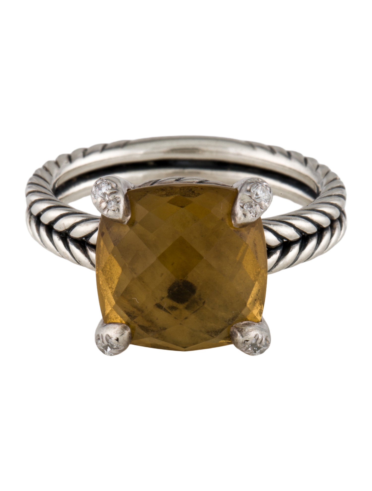 David Yurman Citrine Diamond Petite Châtelaine Ring