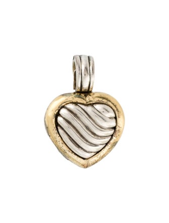 David Yurman Two-Tone Sculpted Cable Heart Locket Pendant