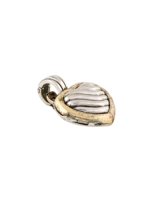 David Yurman Two-Tone Sculpted Cable Heart Locket Pendant