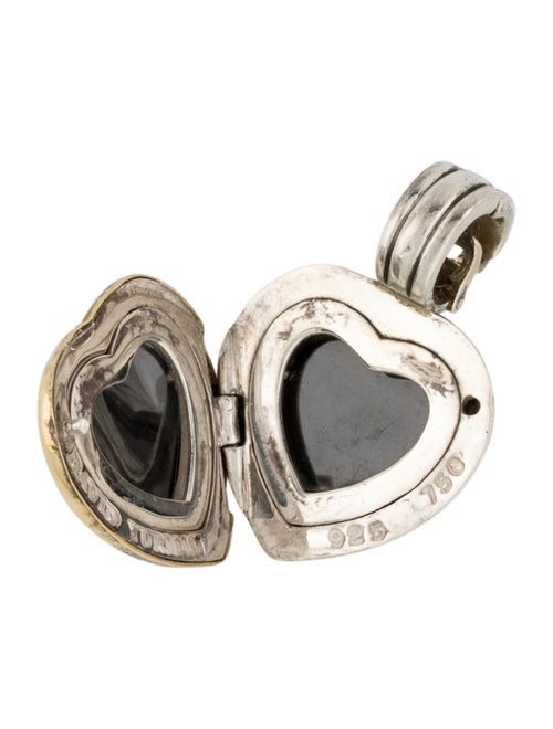 David Yurman Two-Tone Sculpted Cable Heart Locket Pendant