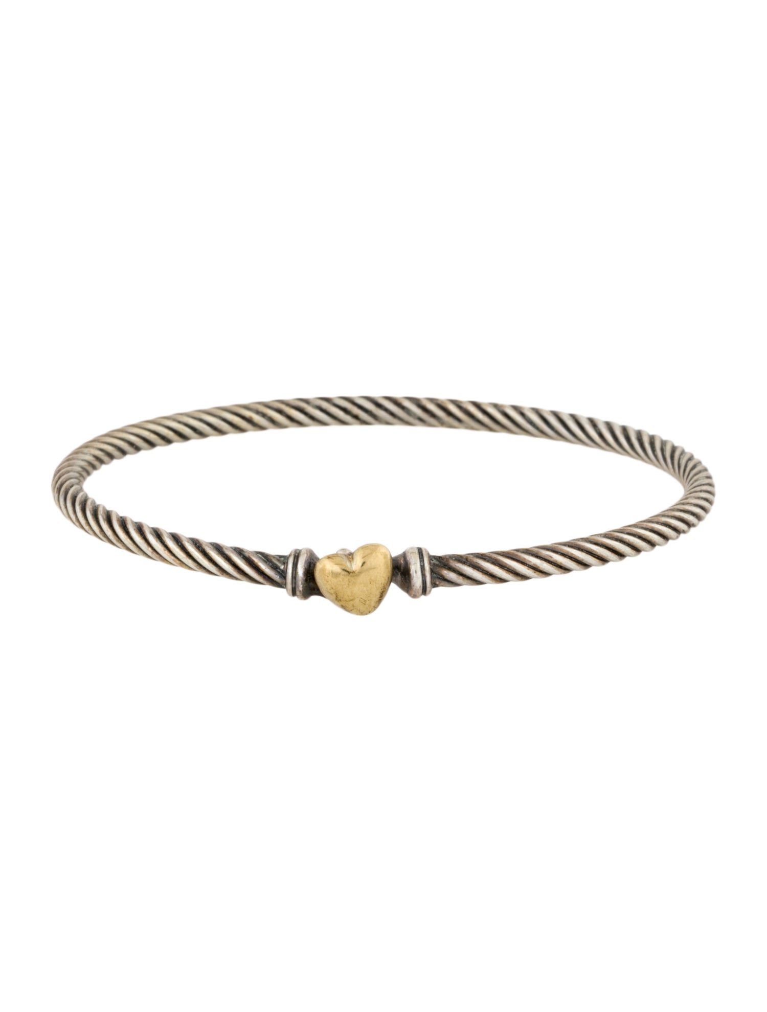 David Yurman Two-Tone Classic Cable Heart Station Bracelet