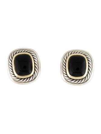 David Yurman Two-Tone Onyx Albion Clip-On Earrings