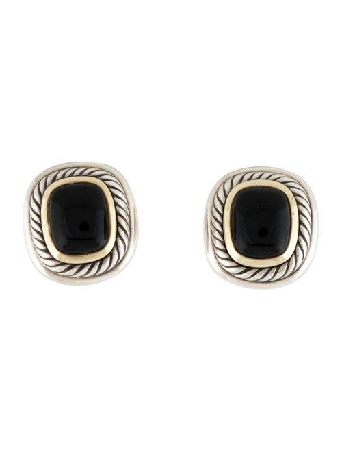 David Yurman Two-Tone Onyx Albion Clip-On Earrings