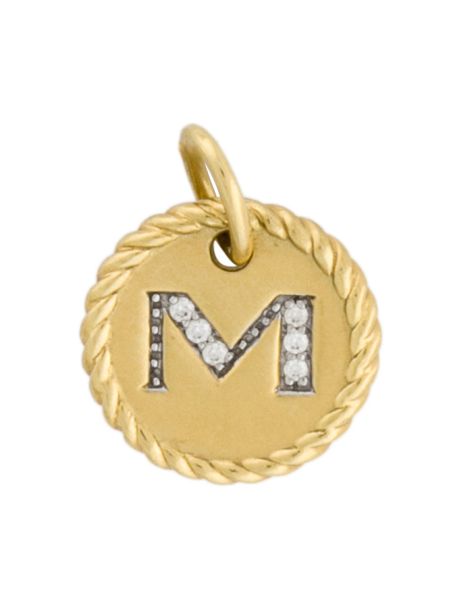 David Yurman 18K Diamond Initial 'M' Charm Pendant