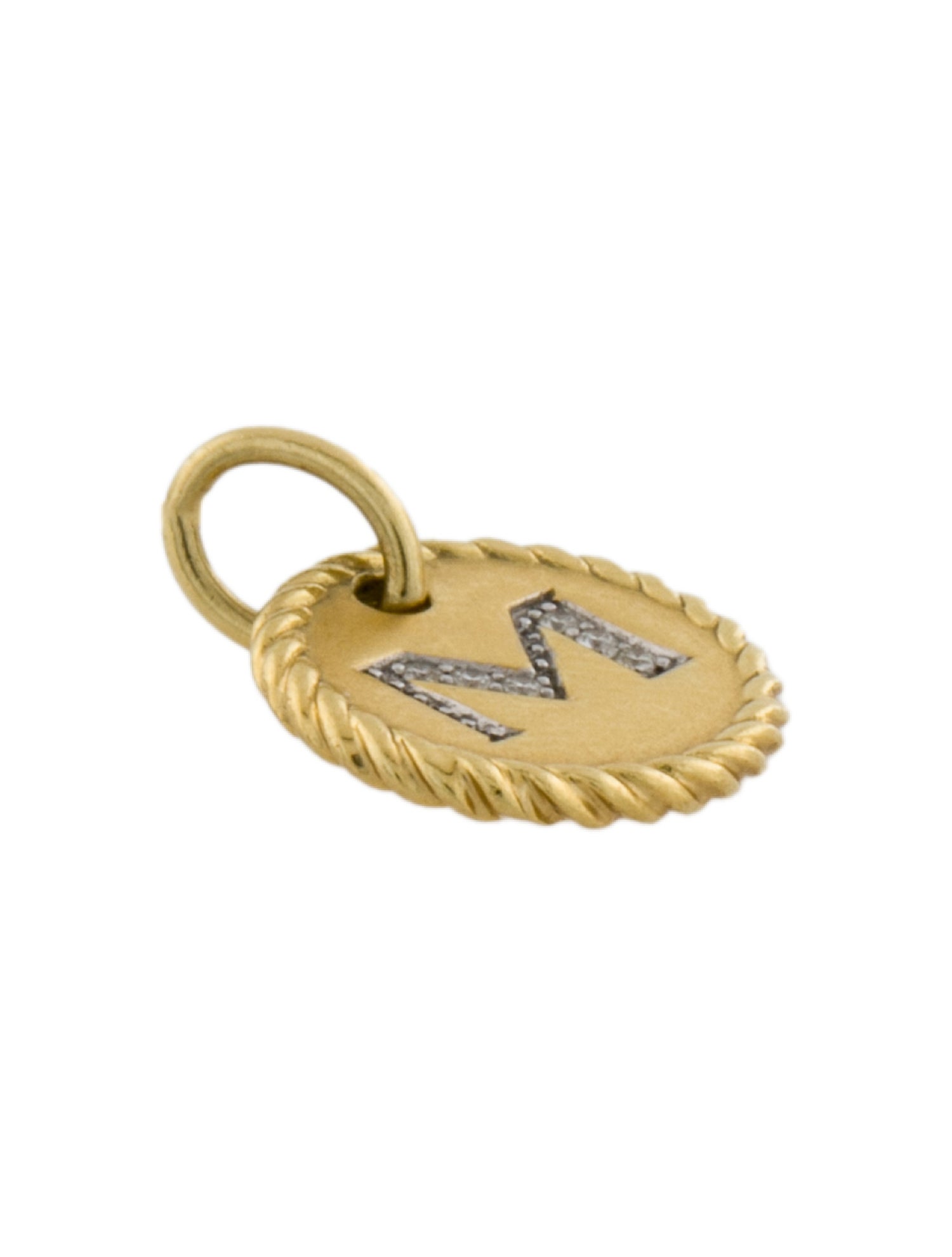 David Yurman 18K Diamond Initial 'M' Charm Pendant