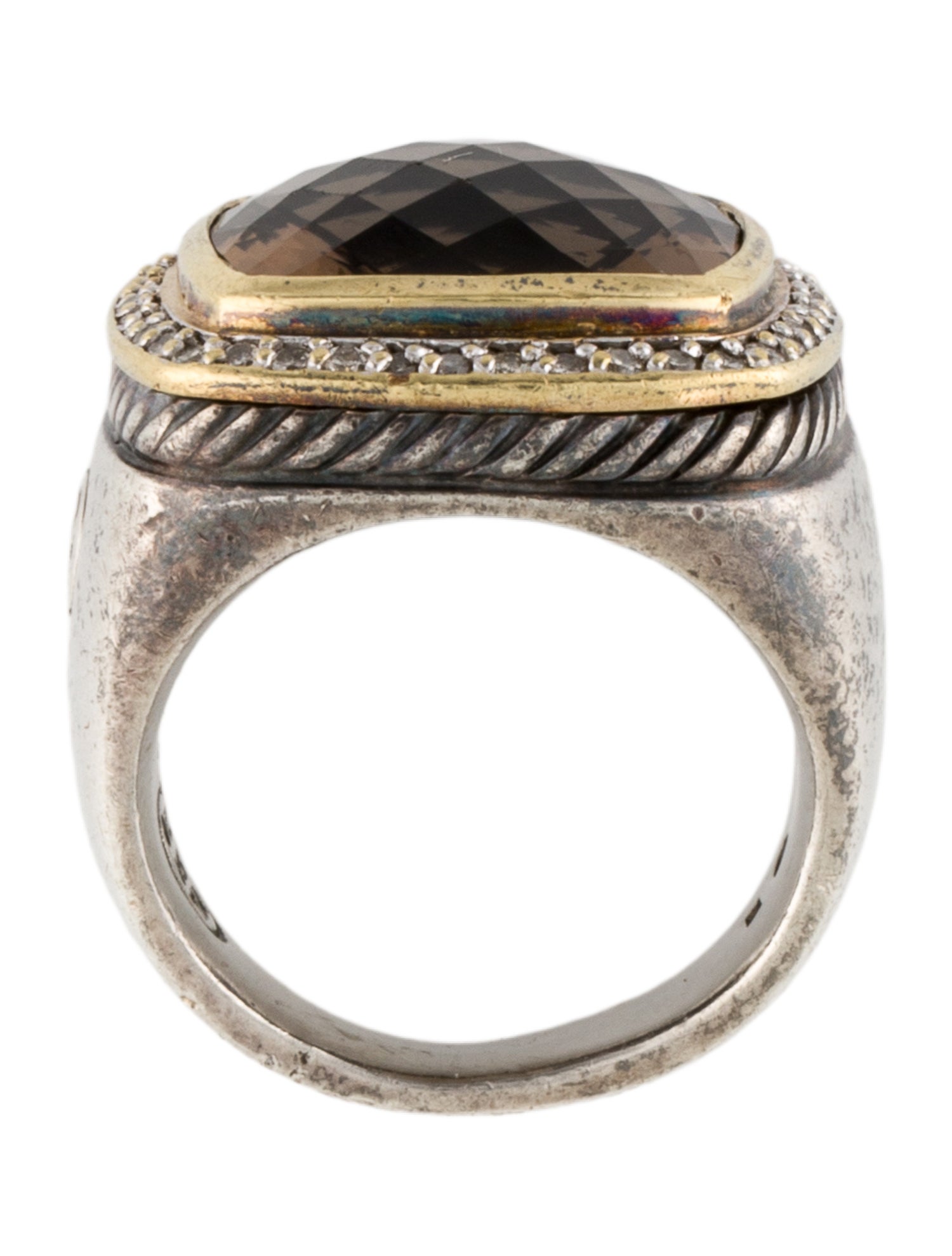 David Yurman Smoky Quartz & Diamond Albion Ring