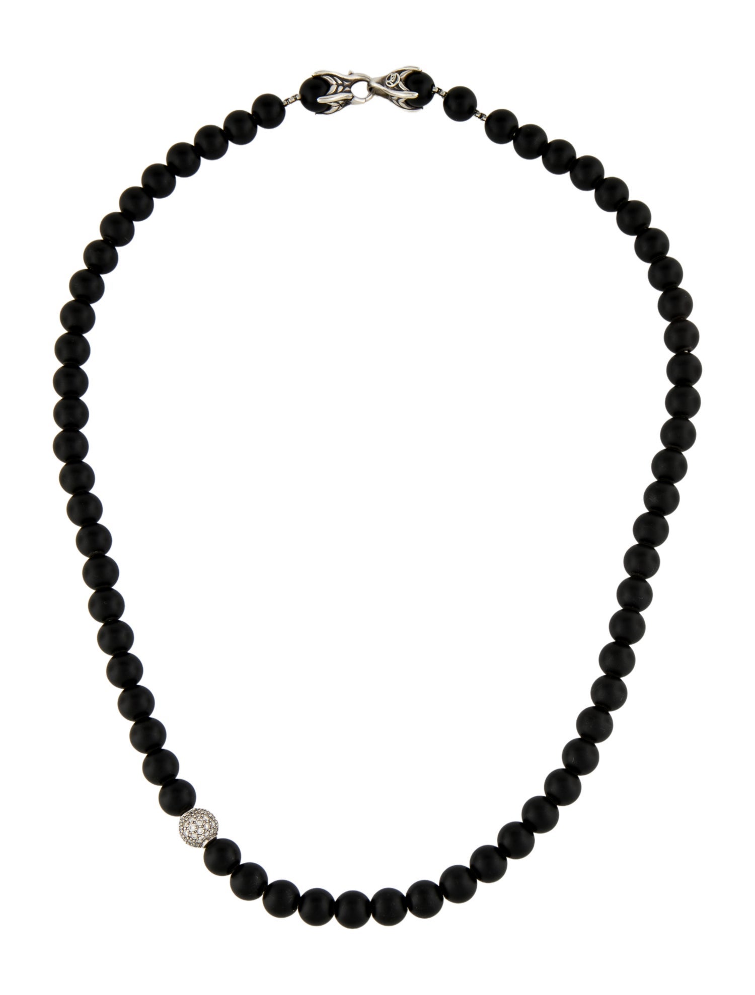 David Yurman Onyx & Diamond Spiritual Bead Necklace