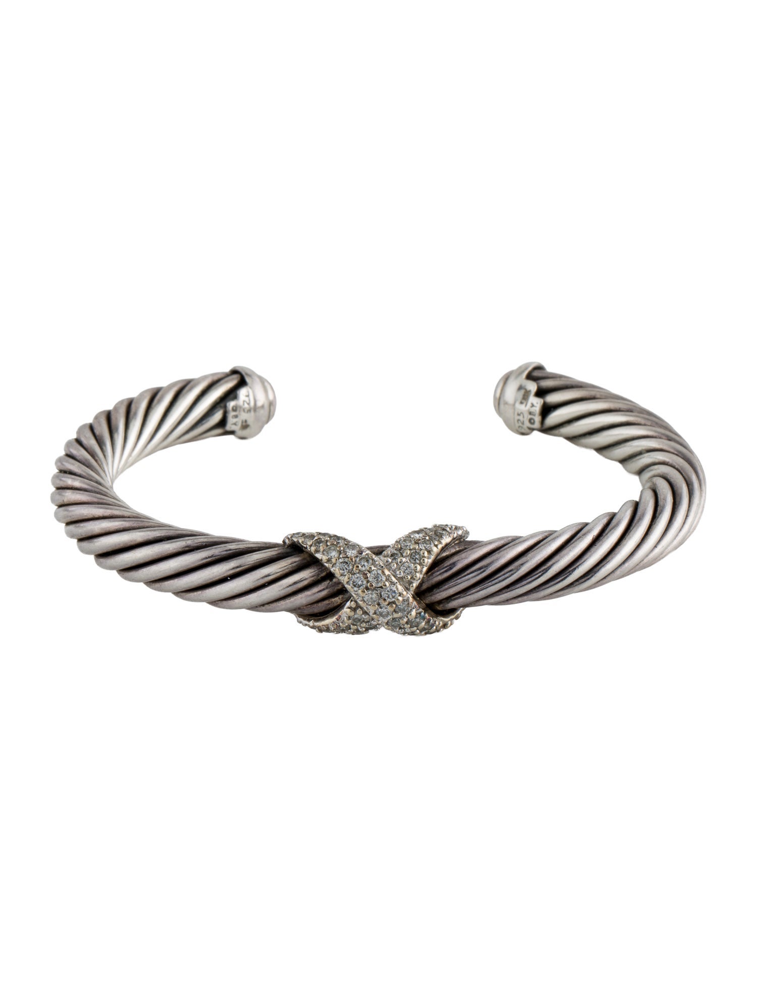 David Yurman Diamond X Cable Station Cuff