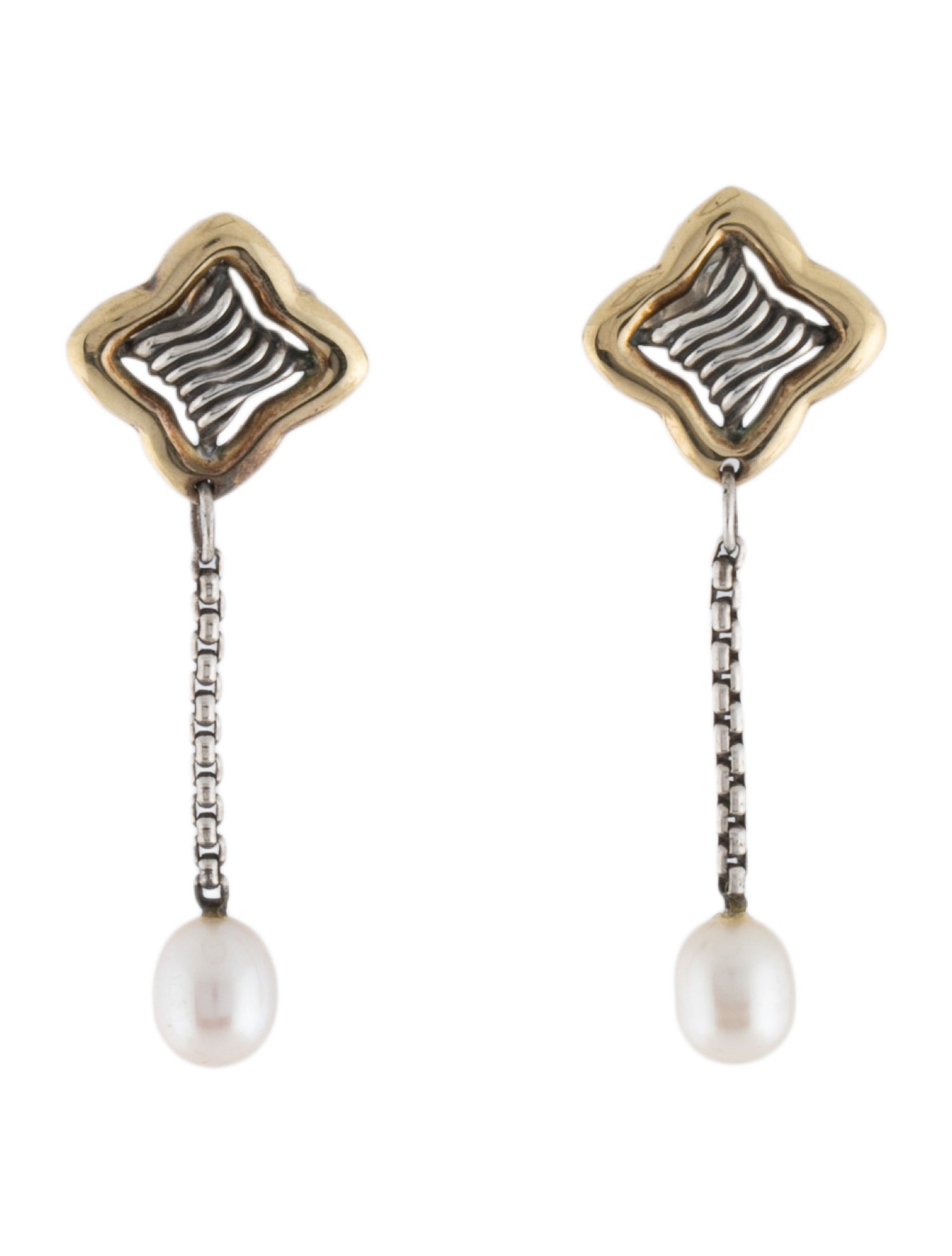 David Yurman Pearl Quatrefoil Drop Earrings