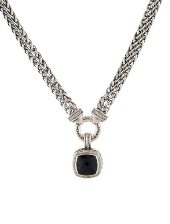 David Yurman Onyx & Diamond Albion Pendant Necklace