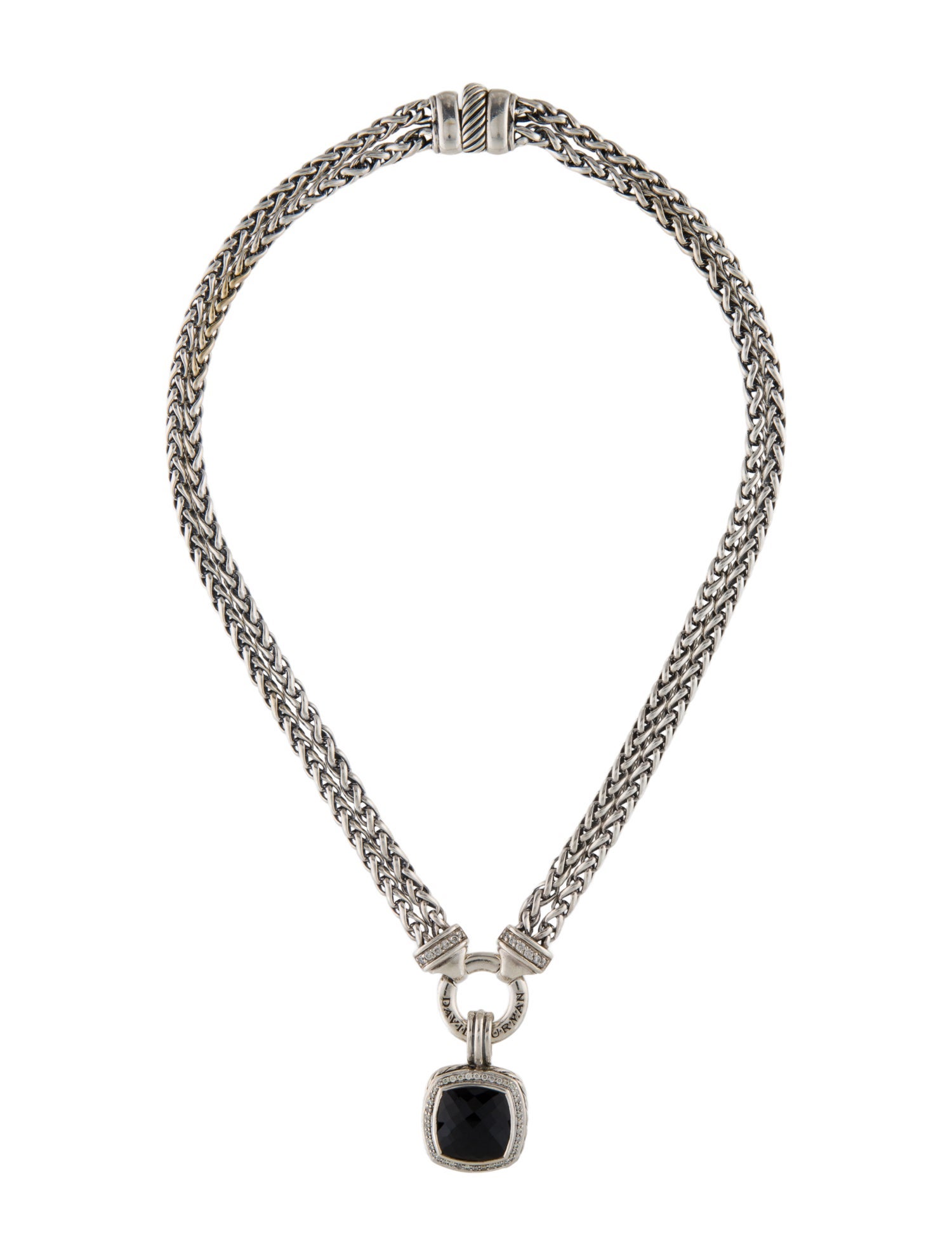 David Yurman Onyx & Diamond Albion Pendant Necklace