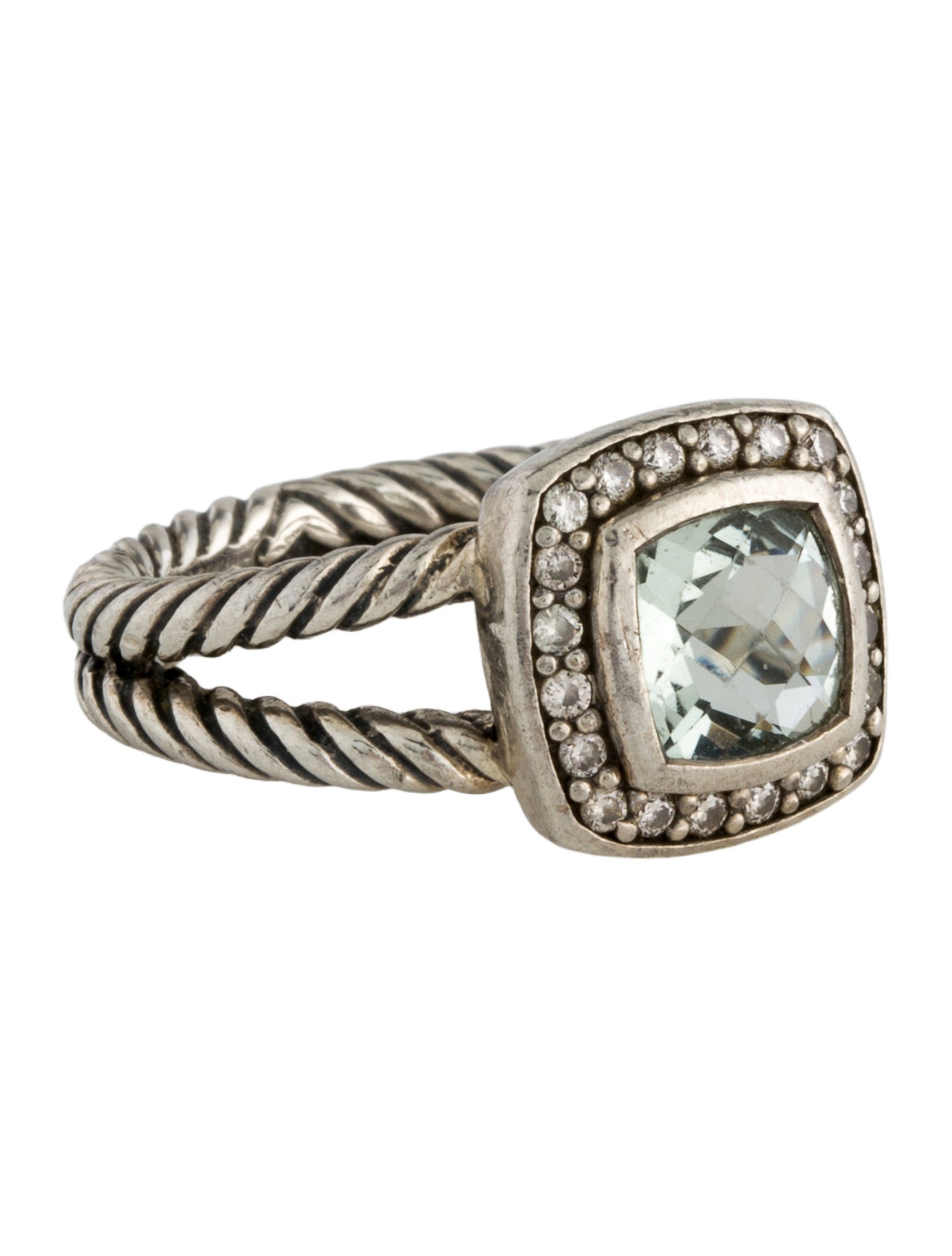 David Yurman Prasiolite & Diamond Petite Albion Ring