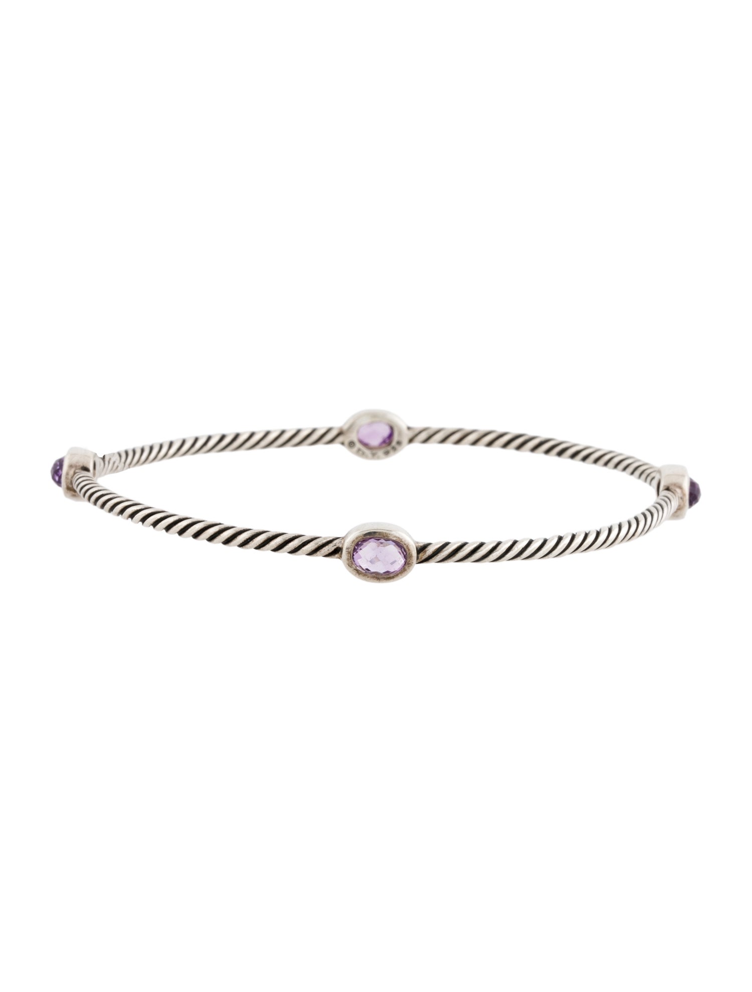 David Yurman Amethyst Four Stone Station Bangle Bracelet