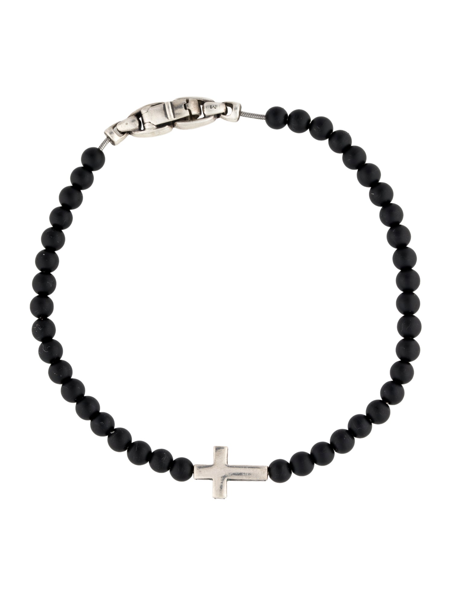 David Yurman Onyx Cross Spiritual Bead Bracelet