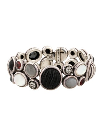 David Yurman Multi-Stone & Diamond Mosaic Narrow Bangle Bracelet