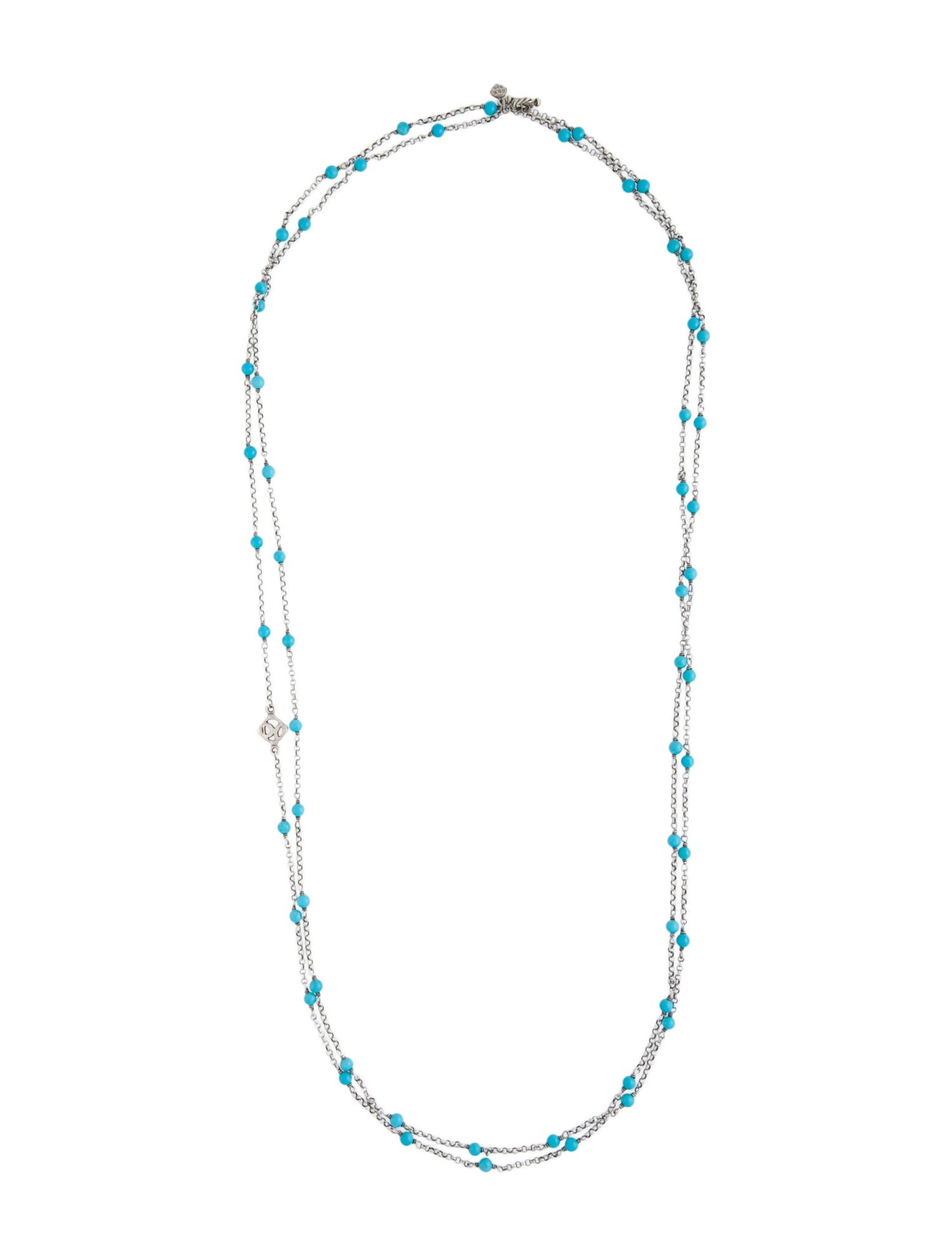 David Yurman Turquoise Logo Long Station Necklace