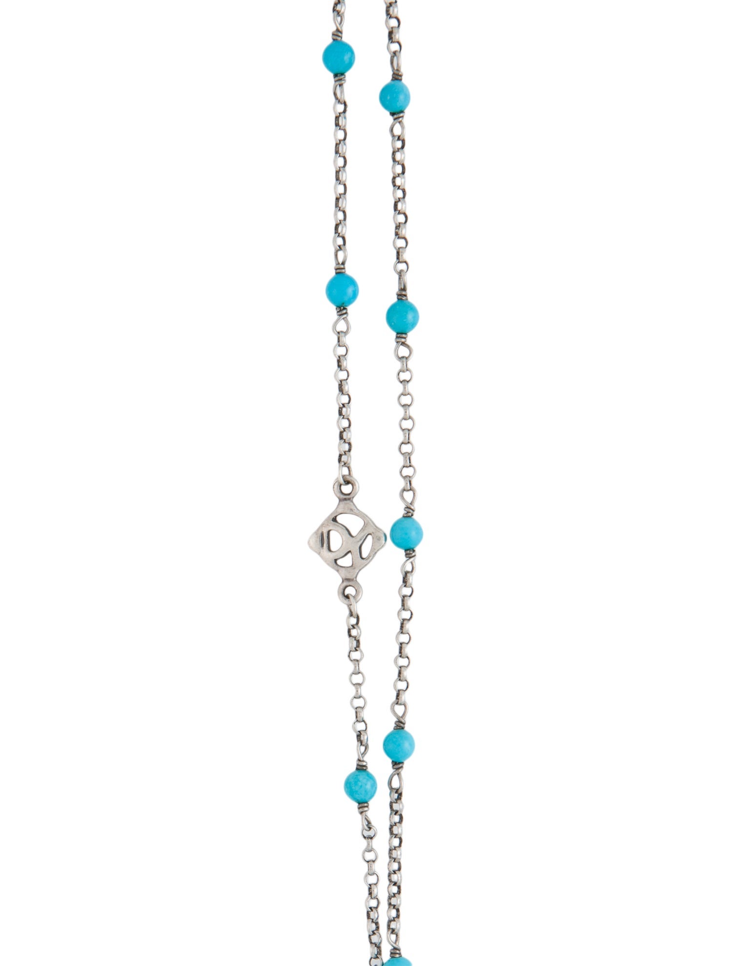 David Yurman Turquoise Logo Long Station Necklace