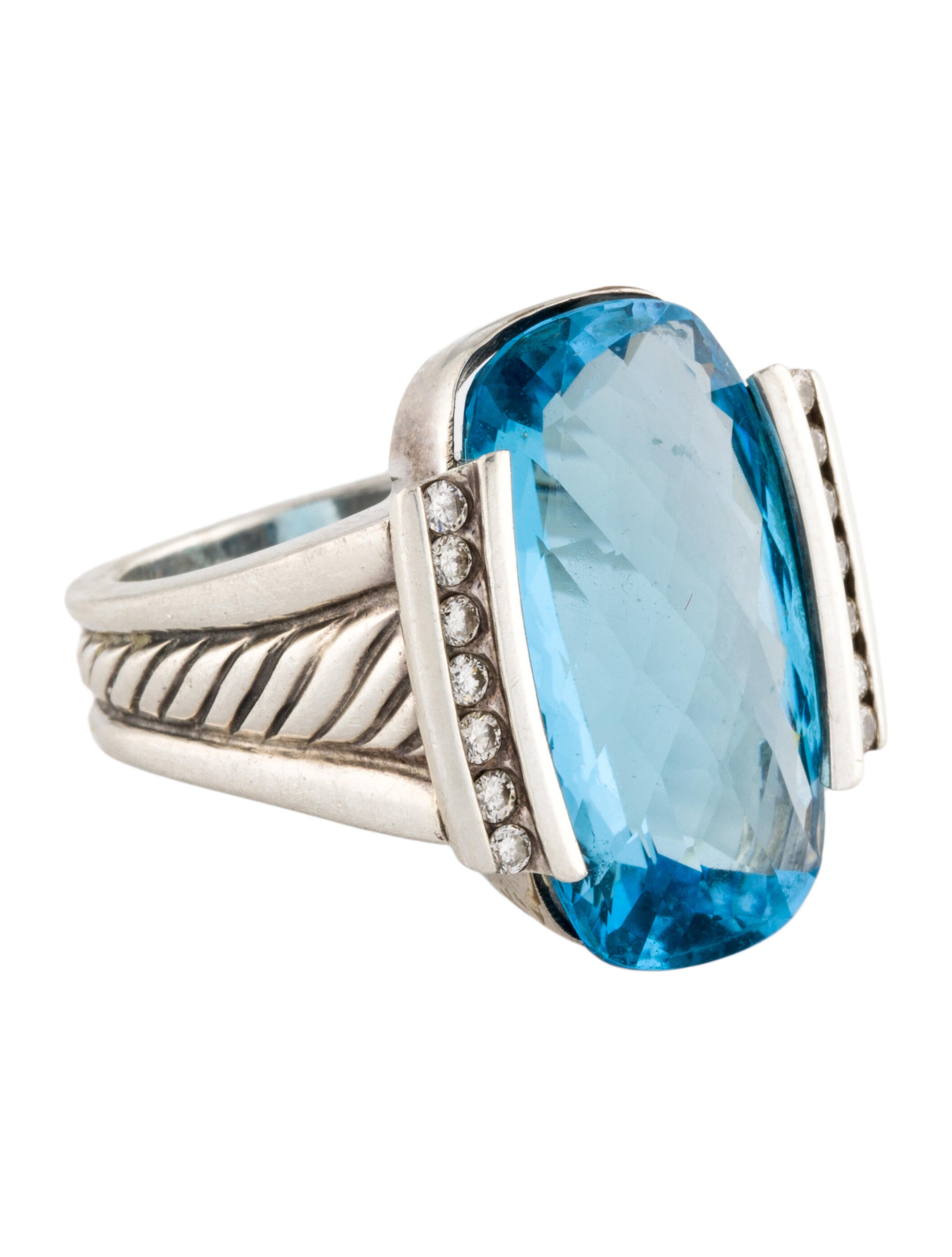 David Yurman Topaz & Diamond Deco Ring