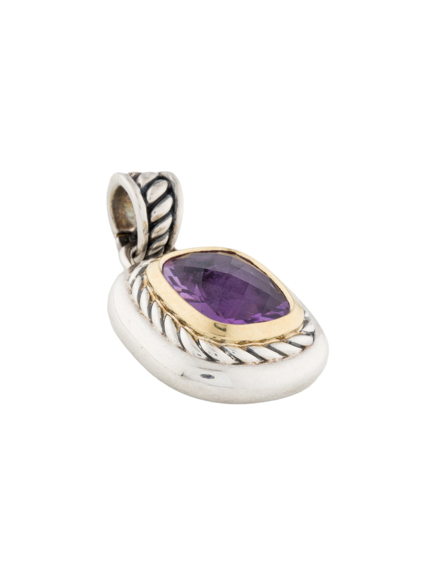David Yurman Two-Tone Amethyst Enhancer Pendant