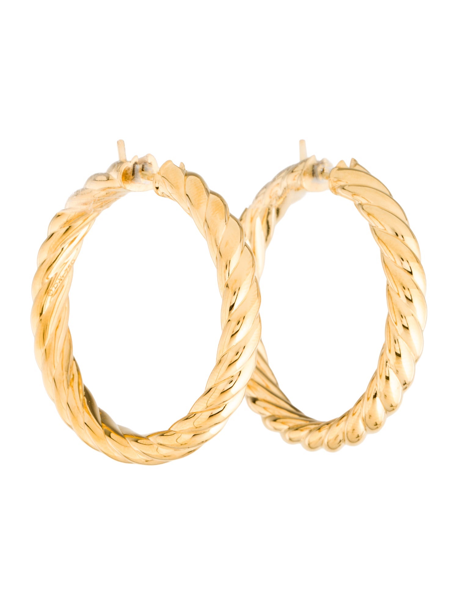 David Yurman 18K Sculpted Cable Hoop Earrings