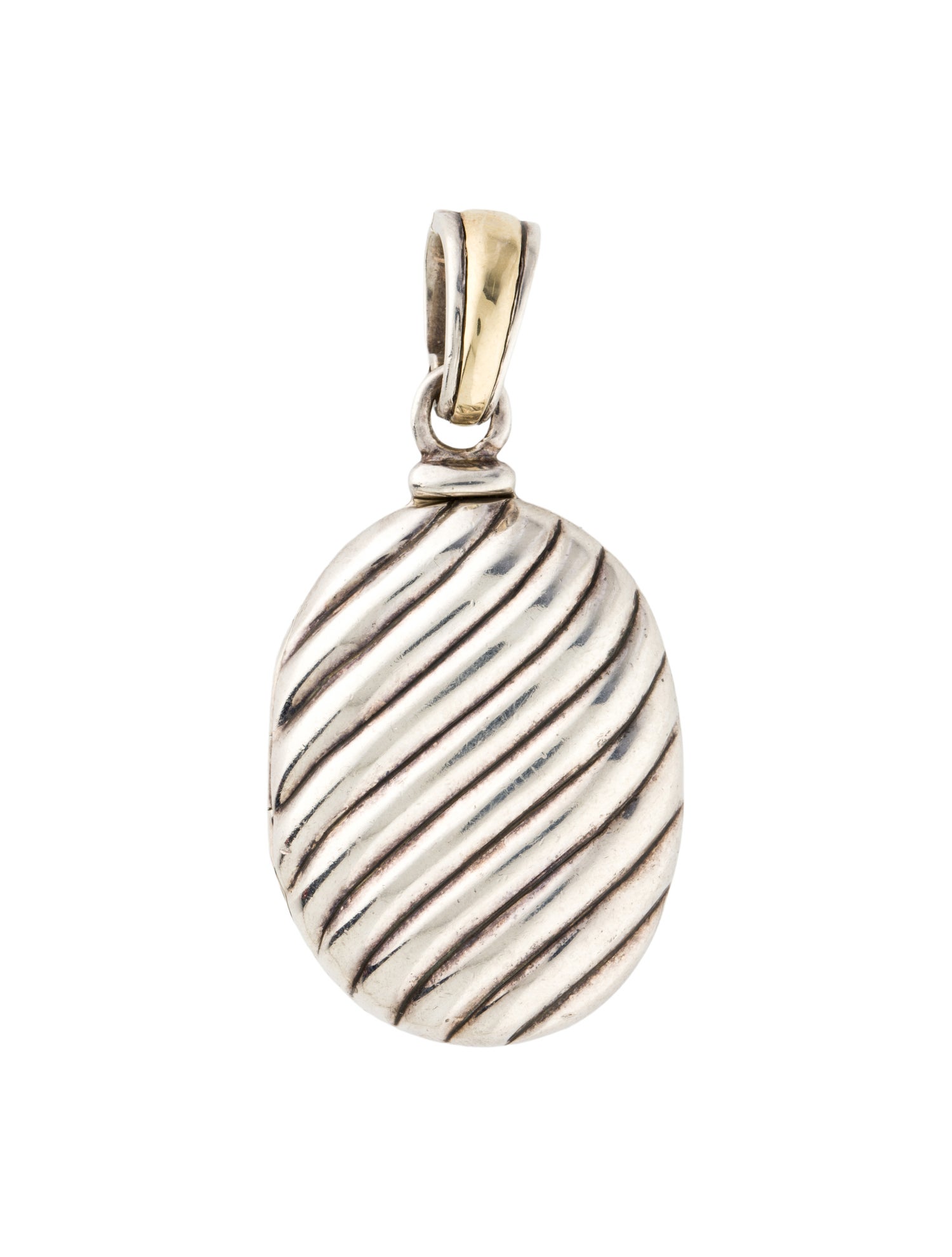 David Yurman Two-Tone Sculpted Cable Oval Locket