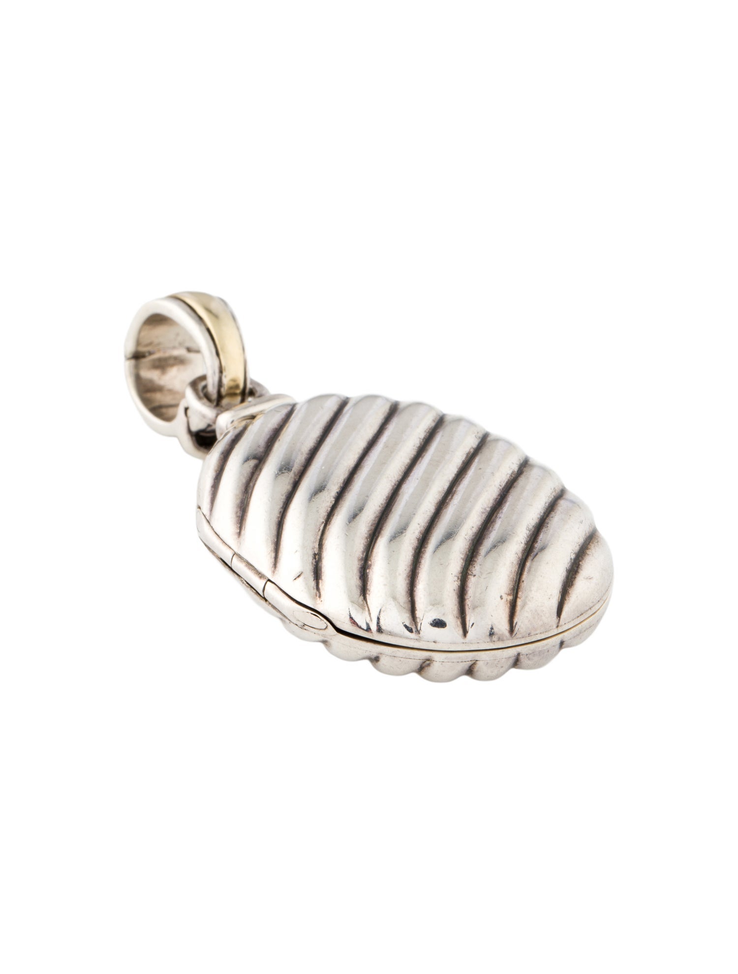 David Yurman Two-Tone Sculpted Cable Oval Locket