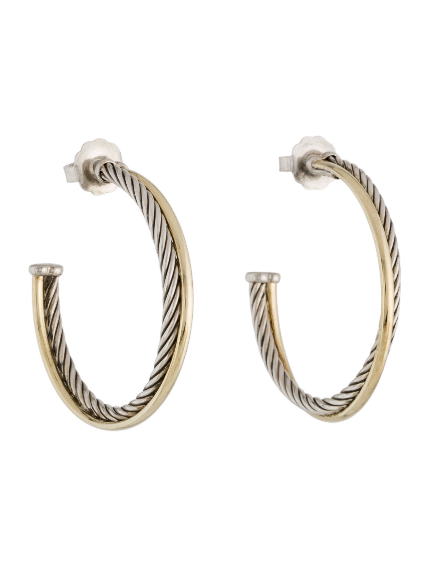 David Yurman Two-Tone Crossover Hoop Earrings