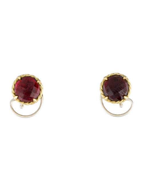 David Yurman 18K Garnet Stud Earrings