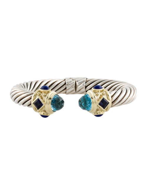 David Yurman Two-Tone Topaz, Iolite & Lapis Lazuli Renaissance Cuff