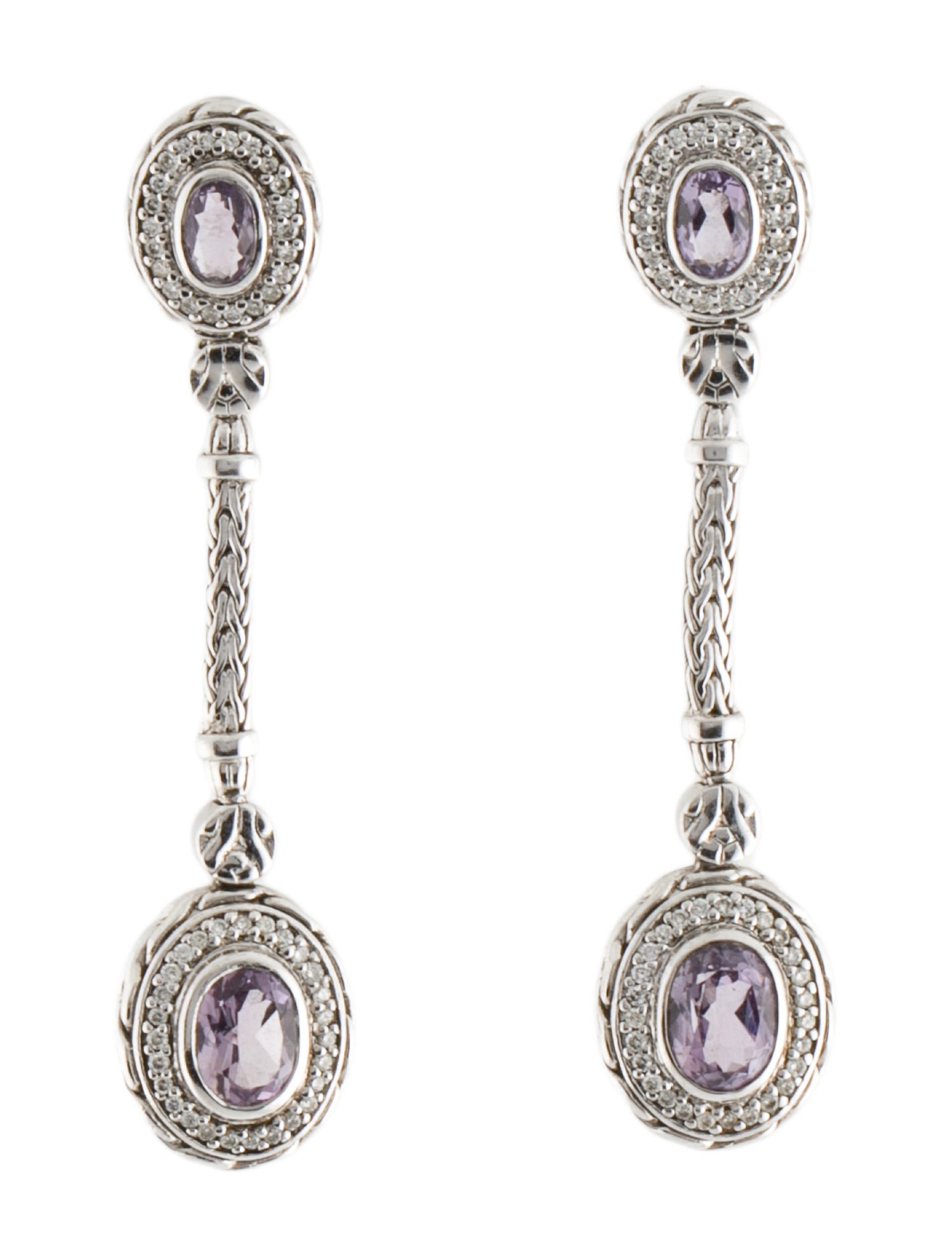 David Yurman Amethyst & Diamond Batu Mata Drop Earrings