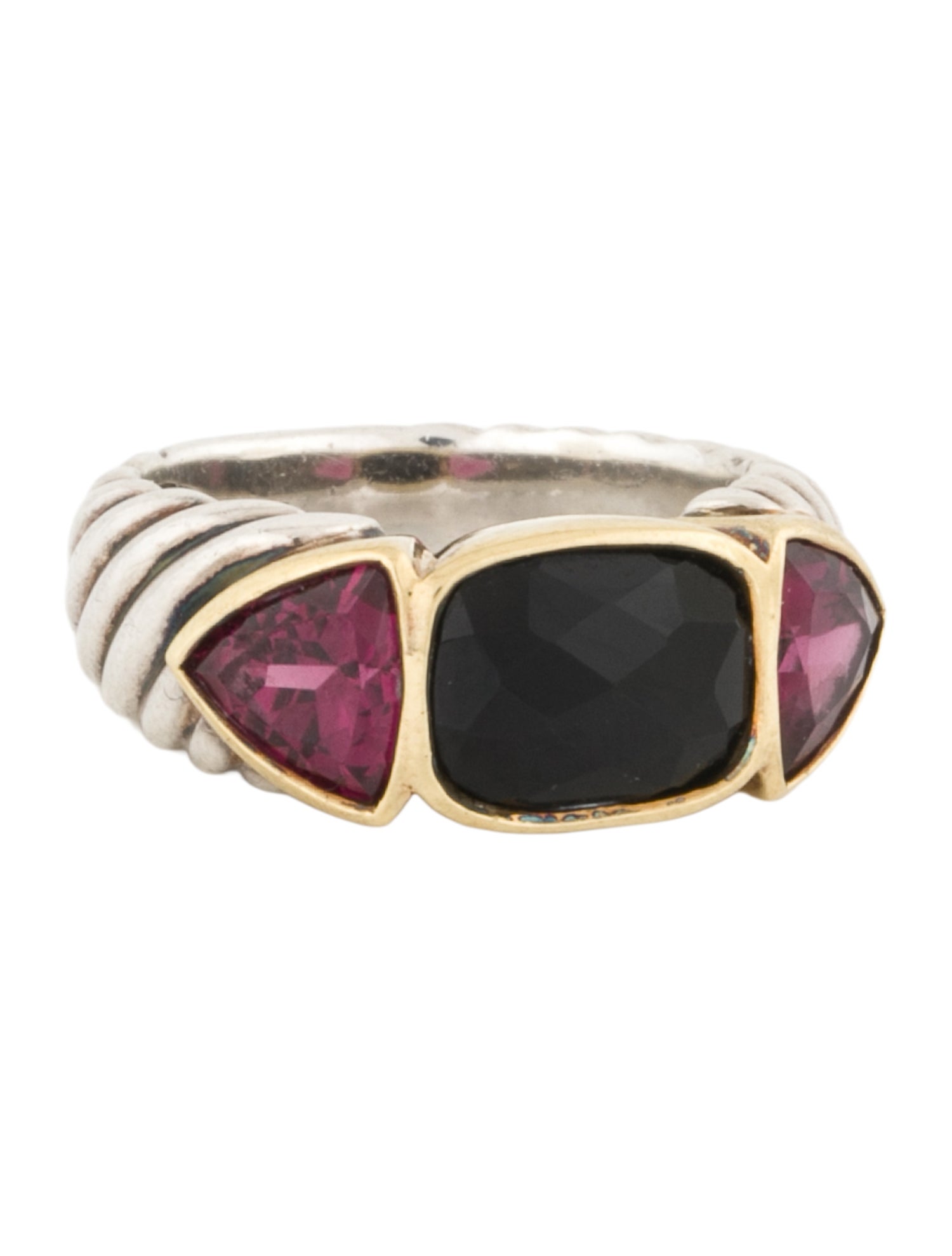 David Yurman Renaissance Onyx & Garnet Cocktail Ring