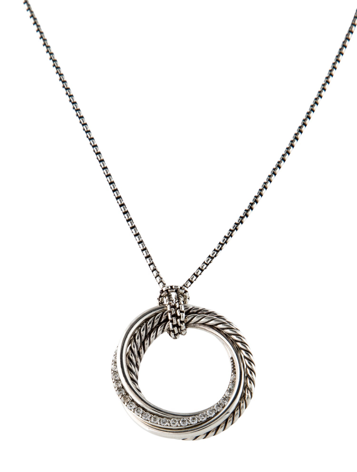 David Yurman Diamond Crossover Pendant Necklace