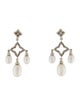 David Yurman Diamond & Pearl Quatrefoil Drop Earrings