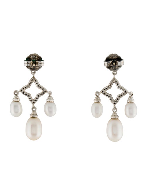 David Yurman Diamond & Pearl Quatrefoil Drop Earrings