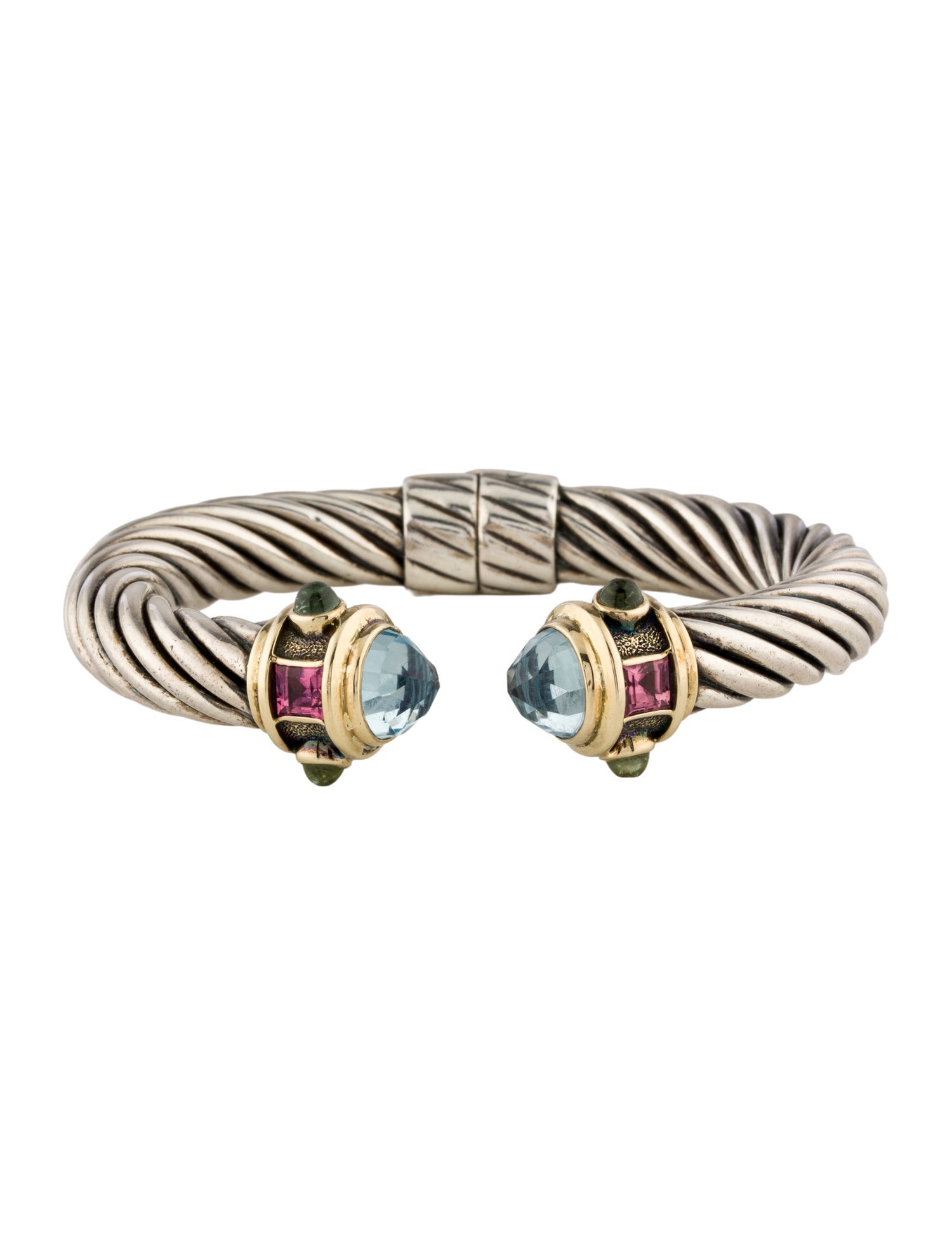 David Yurman Topaz, Tourmaline & Peridot Renaissance Classic Cable Bracelet