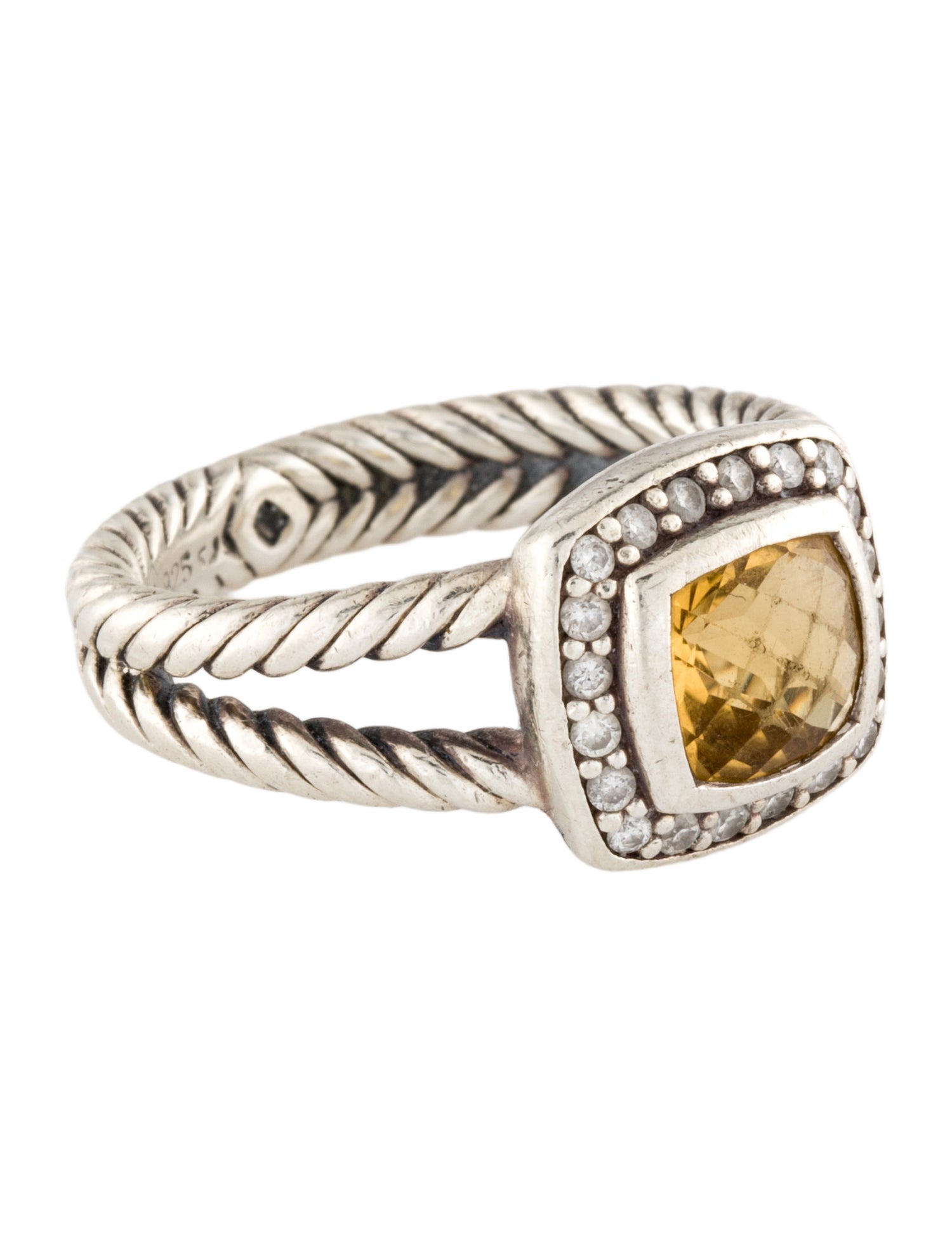 David Yurman Citrine & Diamond Petite Albion Ring