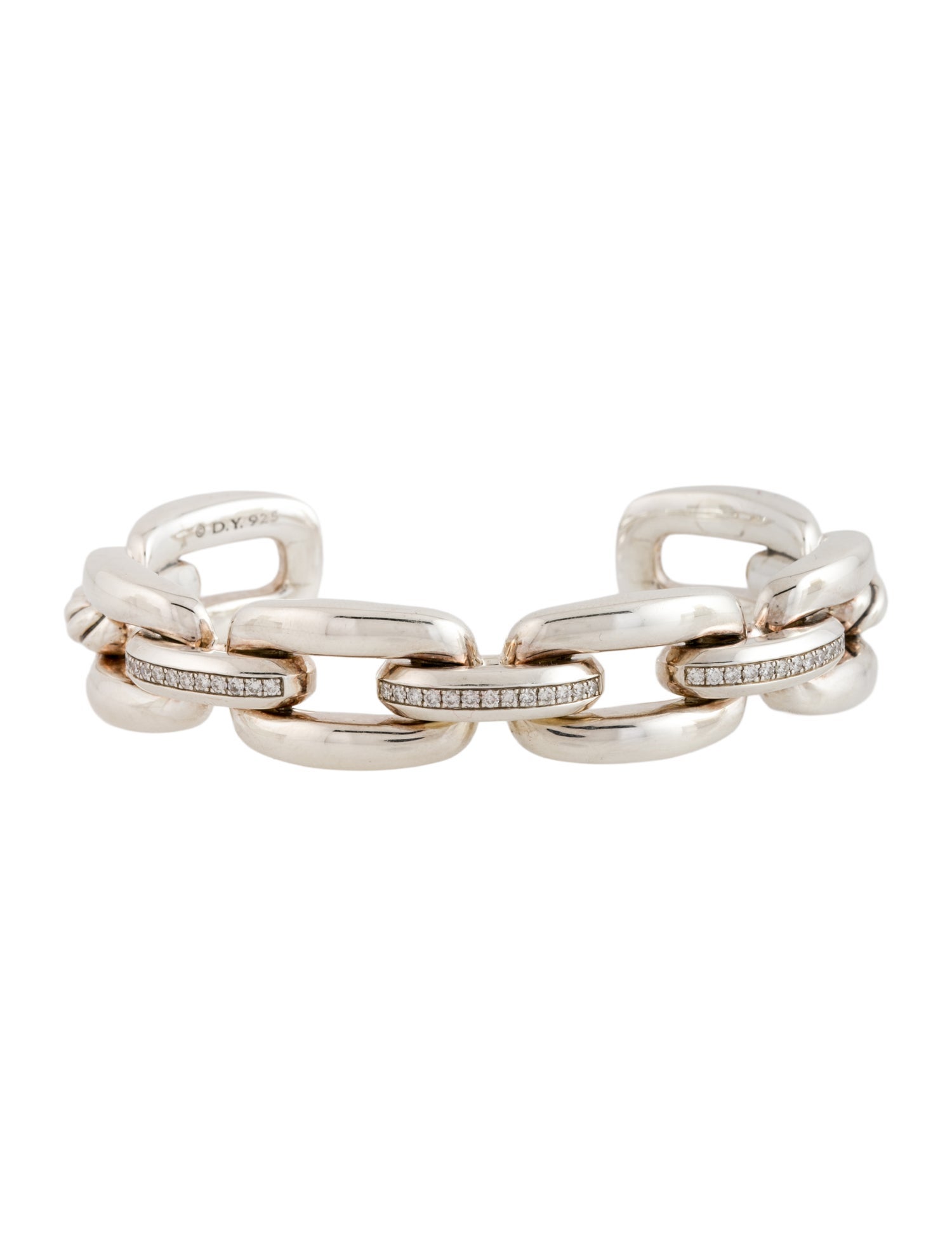 David Yurman Diamond Wellesley Link Chain Bracelet