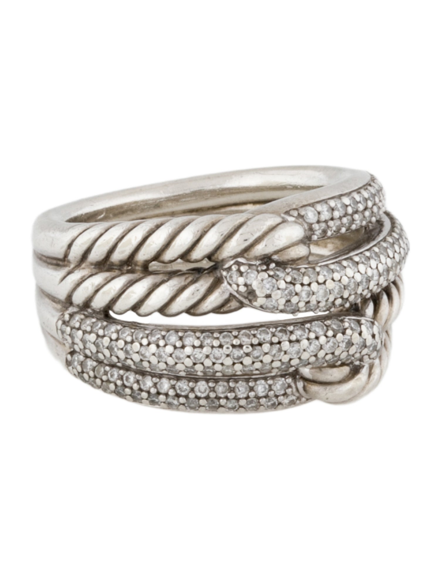 David Yurman Diamond Labyrinth Double-Loop Ring