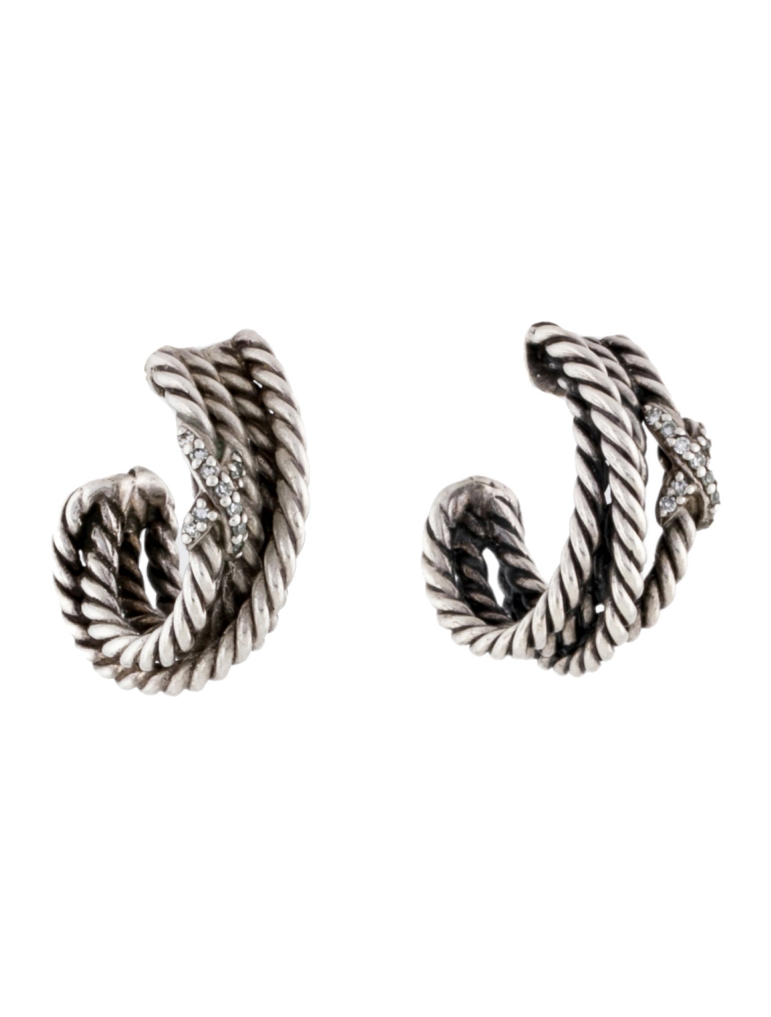 David Yurman Diamond X Hoop Earring