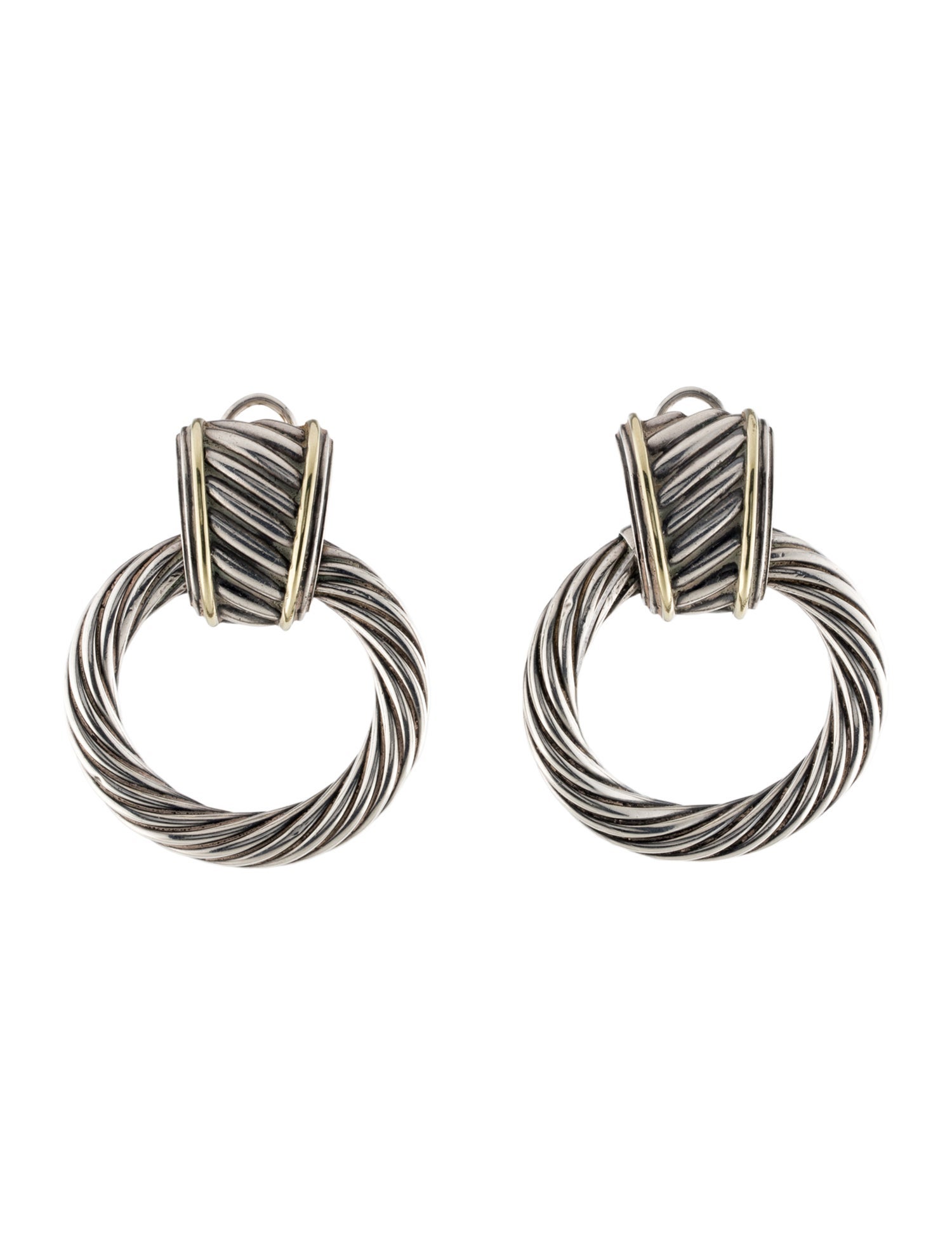 David Yurman Vintage Two-Tone Thoroughbred Doorknocker Earclips